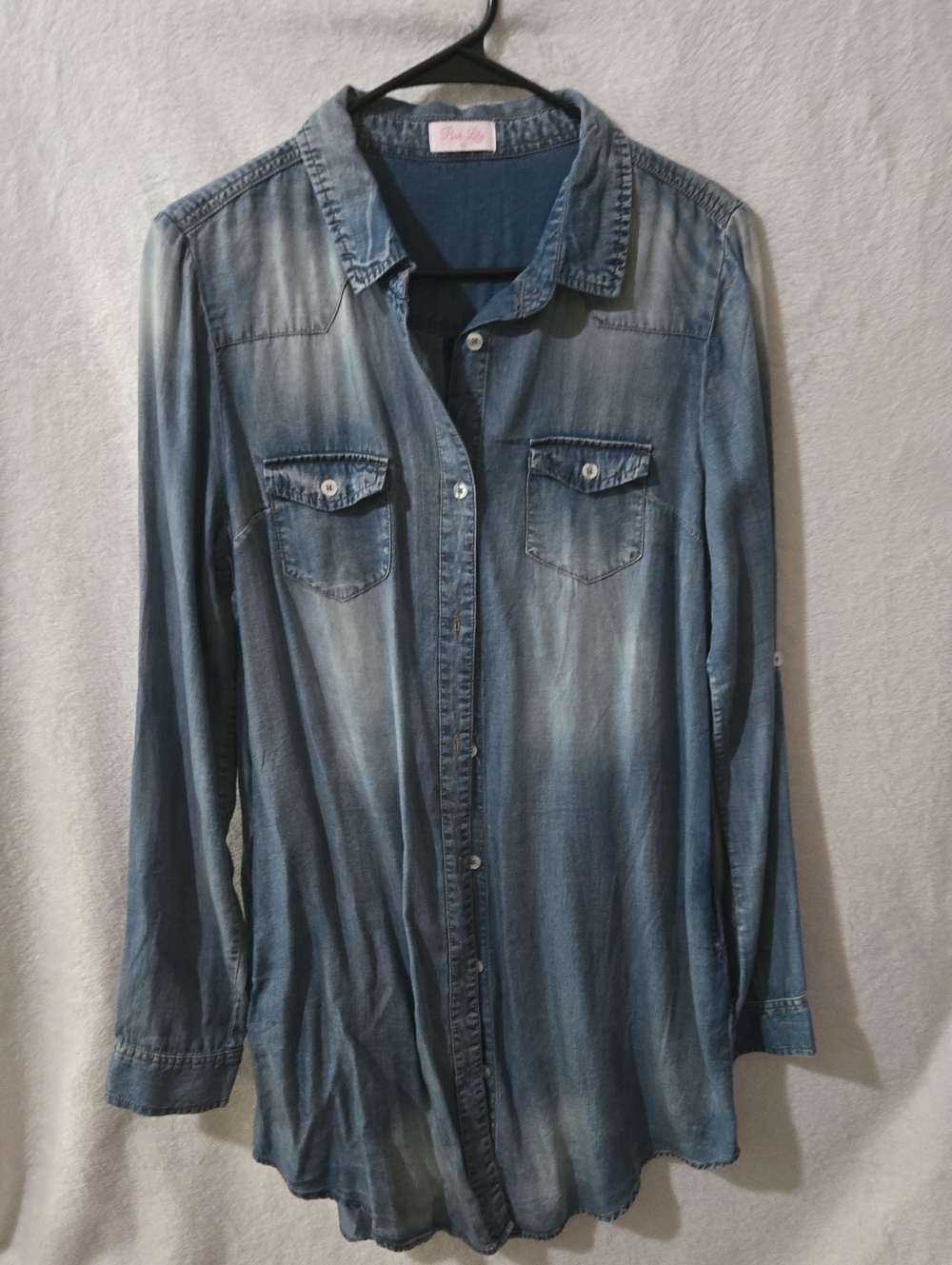Light Wash Denim Button-Down Dress Shirt